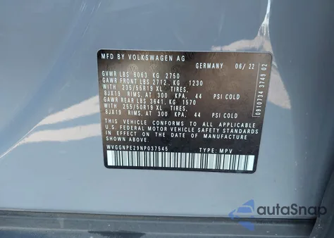 2022 Volkswagen Id.4 Awd Pro S from USA, damaged, VIN WVGGNPE29NP037545